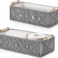 Boho Macrame Storage Basket Set with Wooden Handles