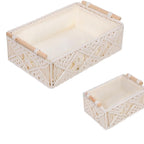 Boho Macrame Storage Basket Set with Wooden Handles