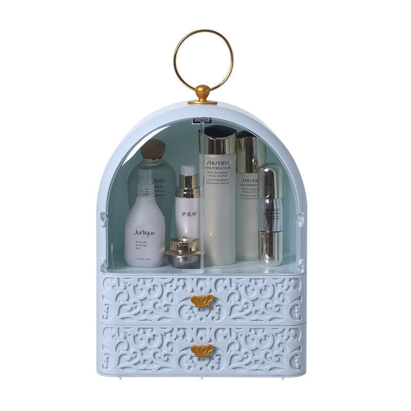 Vintage-Style Makeup Organizer with Clear Cover &amp; Drawers