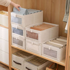 Stackable Fabric Closet Storage Bins with Clear Front Window