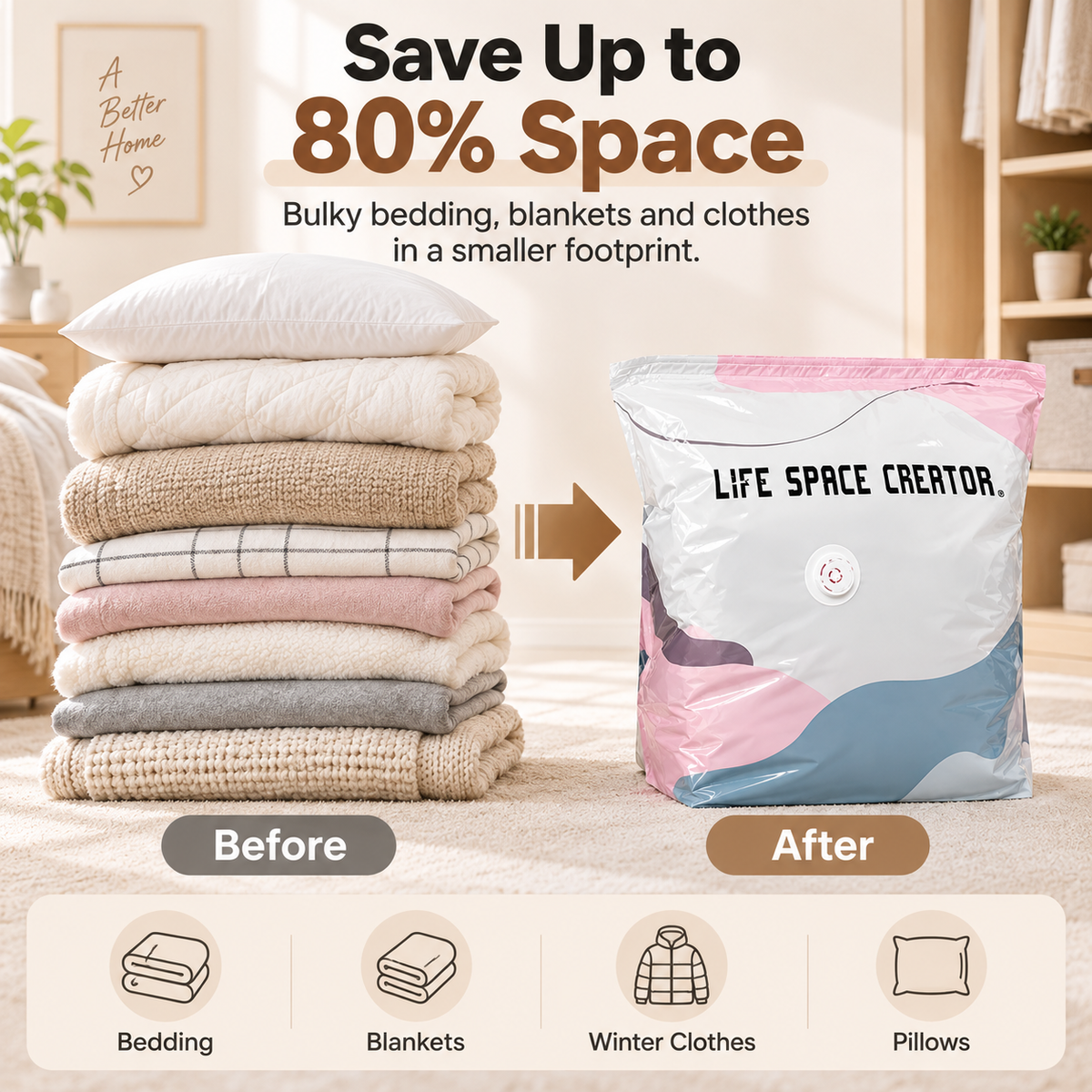 Pump-Free 3D Compression Storage Bags